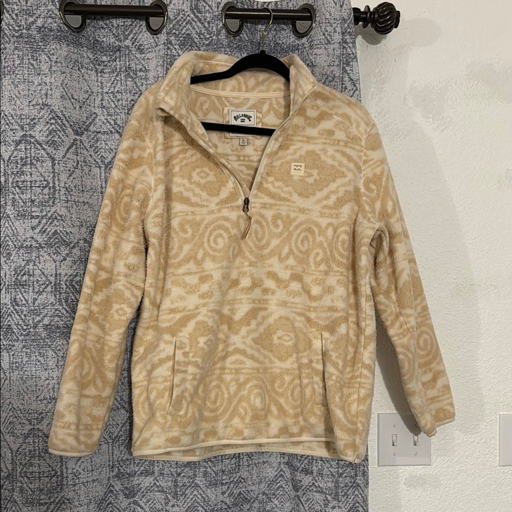 Tan Patterned Quarter-Zip Pullover - image 1